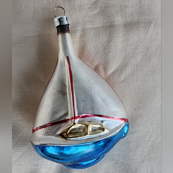 Vintage Mercury Glass Sailboat Christmas Ornament - Picture 6 of 12
